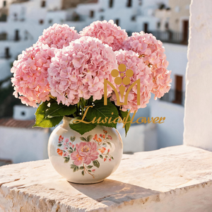 Artificial Giant Hydrangea Single Stem 111cm Soft Pink Large Flower Head with Realistic Green Leaves for Wedding Centerpiece Bridal Arch Home Vase Decor Wholesale