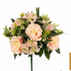 Artificial 17-Head No.10 Rose Bouquet Bunch 53cm Cream White with Small Flower Clusters & Mixed Long Foliage for Full Bush Wedding Centerpiece Large Vase Decor Wholesale