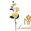 Artificial 4 Head Cream Yellow Southern Magnolia Protea Stem 83cm Faux Large Bloom Branch with Dark Green Leaves for Rustic Farmhouse Wedding Decor Wholesale