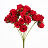 Artificial 12 Fork Rose Flower Bouquet 50cm Faux Red Rose Bush With Green Leaves for Wedding Centerpiece Bridal Arch Home Vase Decor Wholesale