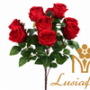Artificial Spring Rose Bouquet 9 Heads 53cm Faux White Rose Flower Bunch With Green Leaves for Wedding Centerpiece Bridal Arch Home Vase Decor Wholesale