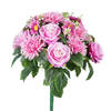Artificial Silk Flower Bouquet Mixed Rose Dahlia Daisy with Green Leaves for Home Wedding Decor Wholesale