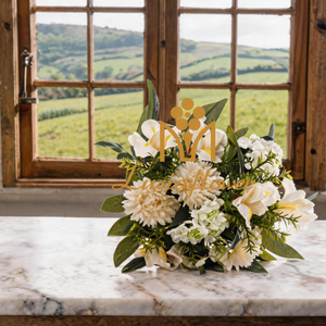 Artificial Mixed Bouquet 11‑Head Irish Flower & Large Chrysanthemum & Pentagram Small Hydrangea 54cm Faux Flower Bunch With Green Foliage for Wedding Centerpiece Bridal Arch Home Vase Decor Wholesale