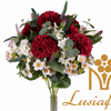 Artificial Ball Chrysanthemum Bouquet 15 Heads 57cm Mixed Faux Flower Bunch With Assorted Blooms & Green Foliage for Wedding Centerpiece Bridal Arch Home Vase Decor Wholesale