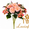 Artificial Ball Chrysanthemum Bouquet 15 Heads 57cm Mixed Faux Flower Bunch With Assorted Blooms & Green Foliage for Wedding Centerpiece Bridal Arch Home Vase Decor Wholesale