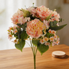 Artificial 17-Head Zhongli Dahlia Bouquet Bunch 53cm Cream White with Small Flower Clusters & Mixed Foliage for Full Bush Wedding Centerpiece Large Vase Decor Wholesale