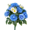 Artificial Silk Flower Bouquet Mixed Rose Dahlia Daisy with Green Leaves for Home Wedding Decor Wholesale