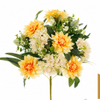 Artificial 12 Heads No.7 Dahlia & Five-Point Small Orchid Bouquet Stem 53cm Faux Cream White Mixed Flower Bunch with Assorted Green Foliage for Wedding Home Vase Decor Wholesale