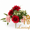 Artificial Mixed Dahlia & Pentagram Orchid Bouquet 7+5 Heads 44cm Faux Flower Bunch With Green Foliage for Wedding Centerpiece Bridal Arch Home Vase Decor Wholesale