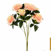Artificial 9-Head Guocheng Rose Bouquet Bunch 55cm Cream White Mixed Semi-Open & Full Blooms with Dark Green Foliage for Wedding Floral Filler Home Vase Decor Wholesale