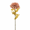 Artificial Single Stem Dutch Dahlia 70cm Faux Warm Apricot Cream Dahlia with Textured Autumn Leaves for Rustic Vintage Wedding Home Vase Decor Wholesale