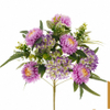 Artificial 12 Heads Chrysanthemum & Five-Point Small Orchid Bouquet 53cm Faux Cream White Mixed Flower Bunch with Assorted Green Foliage for Wedding Home Vase Decor Wholesale