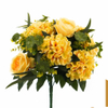 Artificial 17-Fork English Rose & Hydrangea Bouquet Bunch 54cm Cream White with Lotus Leaf & Long Foliage for Full Bush Wedding Large Vase Decor Wholesale