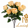 Artificial Spring Rose Bouquet 9 Heads 53cm Faux White Rose Flower Bunch With Green Leaves for Wedding Centerpiece Bridal Arch Home Vase Decor Wholesale