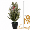 47cm Flocked Snow Mini Artificial Christmas Tree with Red Berries Potted Small Frosted Pine Tabletop Tree Farmhouse Winter Holiday Desktop Decor Wholesale