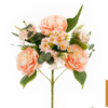 Artificial 7-Fork Peony Fan-Shaped Floral Stem 45cm Cream White with Pink-Centered Blossoms & Eucalyptus Foliage for Wedding Aisle Filler Table Vase Decor Wholesale