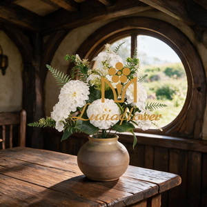 White Mixed Artificial Dahlia Hydrangea Flower Bouquet Faux Flower Bush With Fern Greenery For Wedding Table Centerpiece Bridal Backdrop Home Party Event Decor Wholesale
