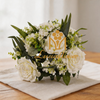 Artificial 17-Head No.10 Rose Bouquet Bunch 53cm Cream White with Small Flower Clusters & Mixed Long Foliage for Full Bush Wedding Centerpiece Large Vase Decor Wholesale