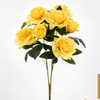 Artificial 9-Head Guocheng Rose Bouquet Bunch 55cm Cream White Mixed Semi-Open & Full Blooms with Dark Green Foliage for Wedding Floral Filler Home Vase Decor Wholesale