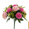 Artificial 17-Fork Pompon Mum & Hydrangea Bouquet Bunch 53cm Faux Cream White Mixed Flower with Green Foliage for Wedding Home Vase Decor Wholesale
