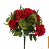 Artificial 17-Fork English Rose & Hydrangea Bouquet Bunch 54cm Cream White with Lotus Leaf & Long Foliage for Full Bush Wedding Large Vase Decor Wholesale