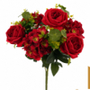 Artificial 10 Heads English Rose & Hydrangea Bouquet Bunch 55cm Cream White with Lotus Leaf Greenery for Romantic Wedding Home Vase Decor Wholesale