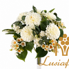 Artificial Ball Chrysanthemum Bouquet 15 Heads 57cm Mixed Faux Flower Bunch With Assorted Blooms & Green Foliage for Wedding Centerpiece Bridal Arch Home Vase Decor Wholesale