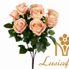 Artificial Spring Rose Bouquet 9 Heads 53cm Faux White Rose Flower Bunch With Green Leaves for Wedding Centerpiece Bridal Arch Home Vase Decor Wholesale