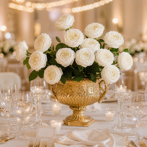 Real Touch Moisturizing Artificial Austin Rose Single Stem White Faux Rose Flower with Leaves for Wedding Home Decor Wholesale