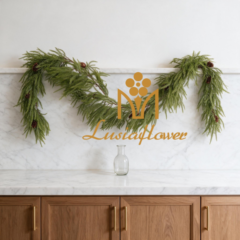 1.9M Artificial Cypress Pine Garland with Pine Cones Natural Evergreen Mantel Swag for Stair Railing Front Door Farmhouse Year Round Decor Wholesale
