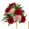 Artificial 12 Heads No.7 Dahlia & Five-Point Small Orchid Bouquet Stem 53cm Faux Cream White Mixed Flower Bunch with Assorted Green Foliage for Wedding Home Vase Decor Wholesale