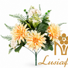 White Mixed Artificial Dahlia Flower Bouquet Faux Dahlia Bush With Assorted Greenery For Wedding Table Centerpiece Bridal Backdrop Home Party Event Decor Wholesale