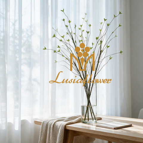 3 Fork Artificial Sprout Twig Faux Green Bud Branch Bendable Stem For Vase Arrangement Wedding Backdrop Home Hotel Window Event Decor Wholesale