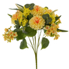 Artificial 15-Fork Pompon Chrysanthemum Bouquet 59cm Cream White with Orange-Center Blossoms & Spike Grass for Tall Vase Wedding Aisle Decor Wholesale